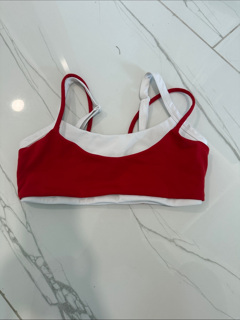 Red & White Low-Impact Sports Bralette
